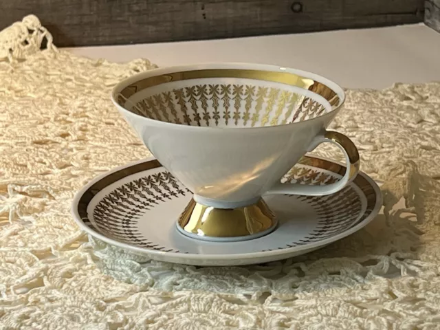 Vintage Winterling Demitasse Tea Cup & Saucer Bavaria Germany Gold Trim 💛 EE