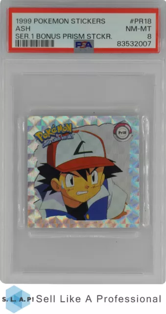 1999 Pokemon Stickers Series 1 Bonus Prism Stickers Pr18 Ash Psa 8