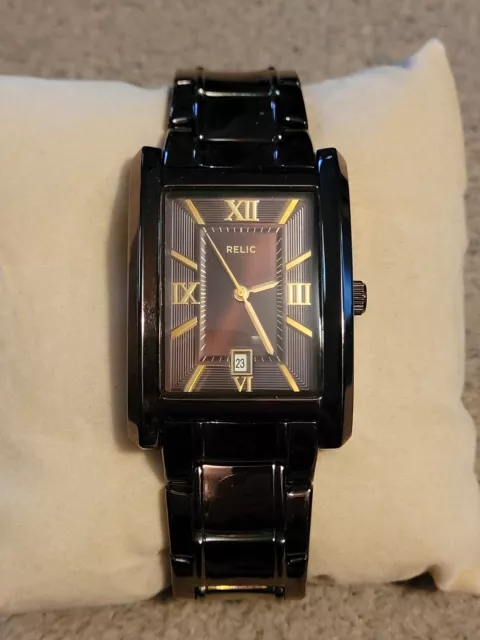 Relic by Fossil Allen Stainless Steel Brown Ion Watch ZR77242 Men 50M Calendar