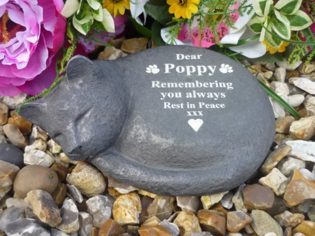 Cat Memorial - Sleeping Cat - Personalised - Weatherproof