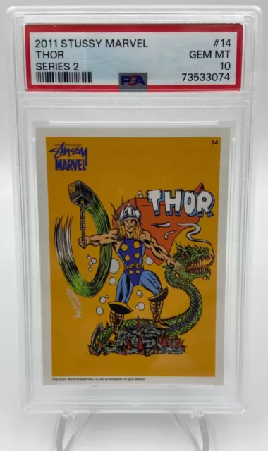 2011 STUSSY MARVEL MCU Series 1 Card #14 THOR RARE grade PSA 10 GEM MINT