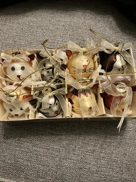 Past Times Set Of Small Cat Christmas Tree Baubles Decoration's (Original Box)