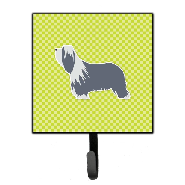 "Caroline's Treasures Bearded Collie Checkerboard Green Leash or Key Holder B...