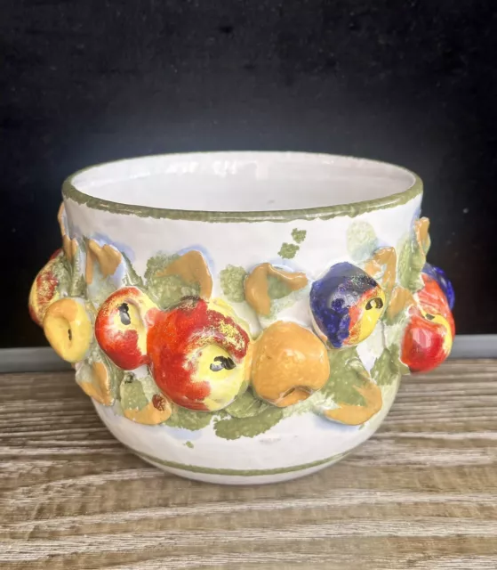 Antique Vintage Italian Majolica Fruit Apple Planter Bowl RARE