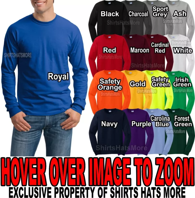 Gildan MENS Cotton LONG SLEEVE Preshrunk T-Shirt S, M, L, XL, 2XL, 3XL, 4XL NEW