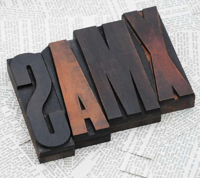 SSSSSS& ANCIENS CARACTERES d'imprimerie en bois typographie lettres
