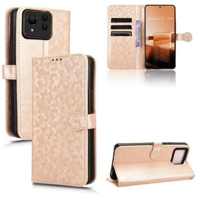For Asus Zenfone 11 Ultra Honeycomb Dot Texture Leather Phone Case cover shell