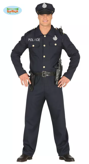 Costume Polizia Carnevale Vestito Guirca Adulto Poliziotto Uomo Police Unisex