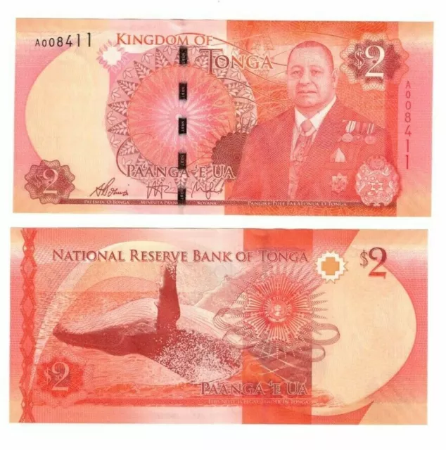 2015 Tonga 2 Paanga P44 Banknote UNC "King Tupou VI" Issue