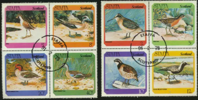 Staffa BIRDS Set of 8 Different stamps ( 2 se-tenant Blocks of 4  CTO Cancelled