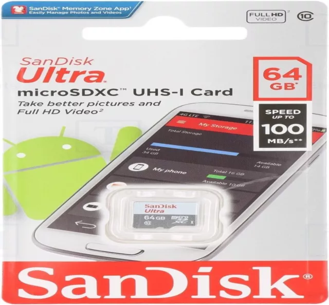 Scheda di memoria e adattatore SanDisk Ultra Micro SDHC SDXC 32 GB 64 GB 128 GB classe 10 3