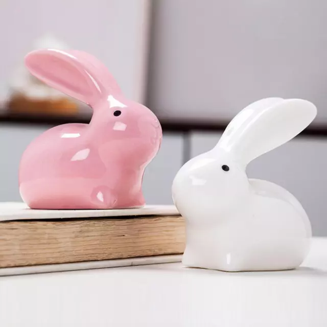 Figurine de lapin en céramique miniature statues ornement animal pour décor