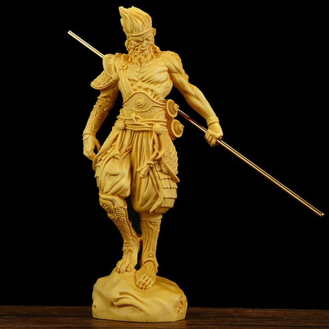 BOXWOOD THE MONKEY King Sun Wukong Goku Statue Wood Carving Sculpture ...