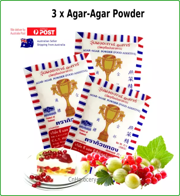 3 x Thai Agar Agar Powder Gold Cup 25g - BB: 07/2025