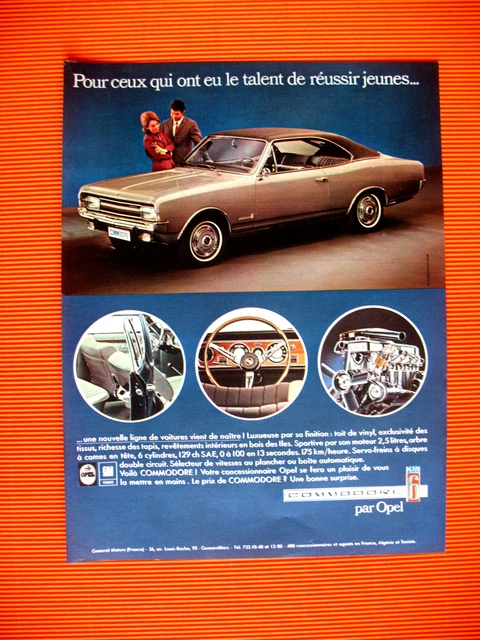 Publicite De Presse Opel Commodore Automobile Reussir Jeunes French Ad 1967