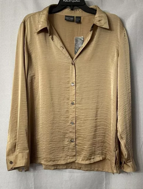 NWT Additions by Chicos Womens Lexus Long Sleeve Button Top Blouse Shirt Size 2