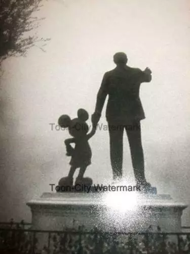 🟢 8x10 NEW Disneyland in the FOG Mickey & Walt Art image Partners Statue photo 3