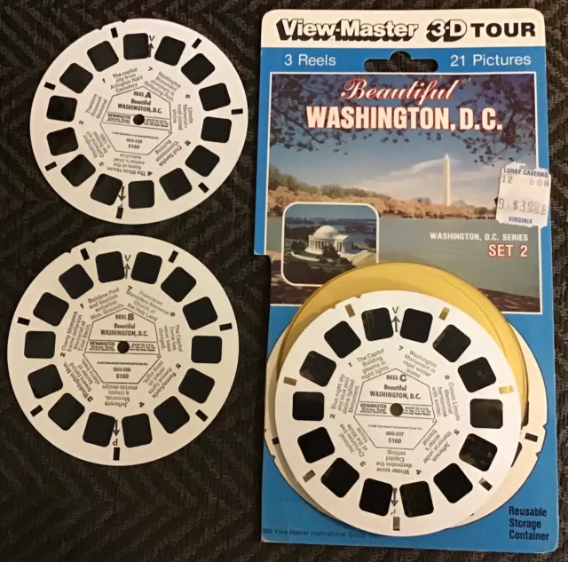 BEAUTIFUL WASHINGTON DC,RARE VIEW MASTER REELS x 3 FULL SET IN TYCO CARD,5160