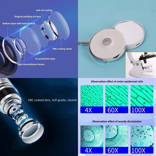 MICROSCOPE FOR STUDENTS and Adults-200-4000X Magnification Powerful ...