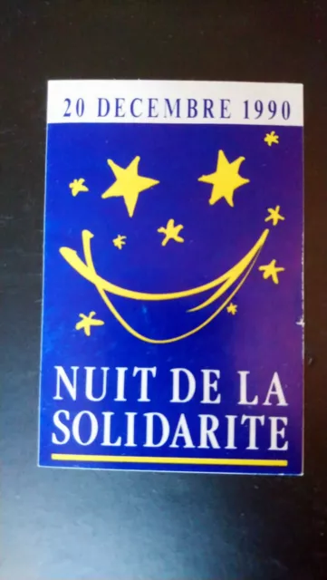 Autocollant sticker vintage publicitaire Nuit de la solidarité 1990