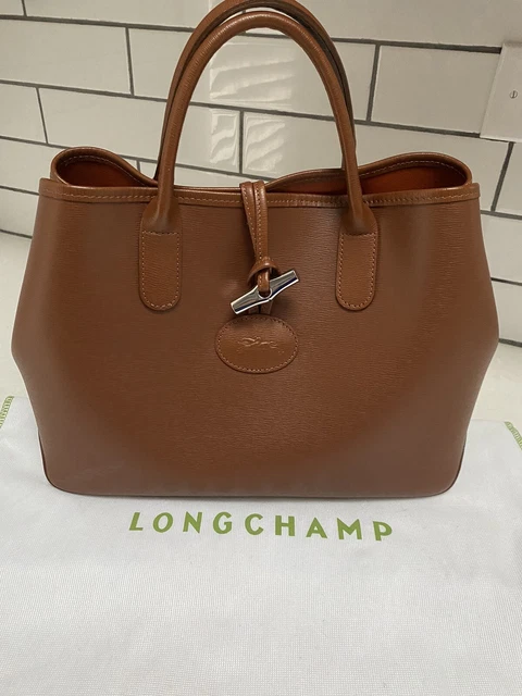 Authentic Longchamp ROSEAU Handbag Medium Brown