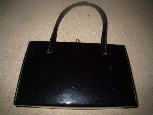 Vintage Ladies Freedex Handbag, black PVC