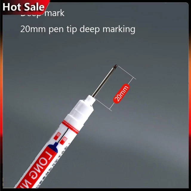 Long Head Marker Woodworking Multi-purpose Deep Hole Marker Pen Decor (Red)