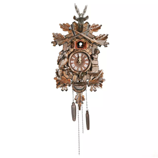 Vintage Clock German Black Forest Wooden Hunter Cuckoo Clock