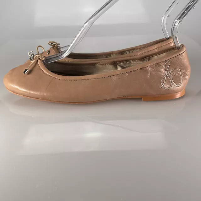 Sam Edelman Womens Felicia Ballet Flat Nude Leather Shoe Bow Charm Size 7 WIDE