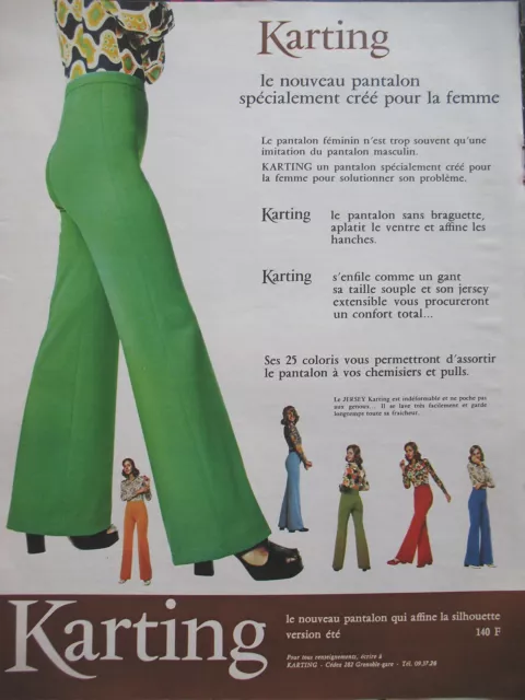 Publicite De Presse Karting Pantalon Pour Femme French Ad 1972