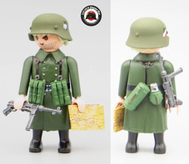 Figurine Playmobil Customisée Parachutiste Allemand WW2 Avec MP40 - Collection