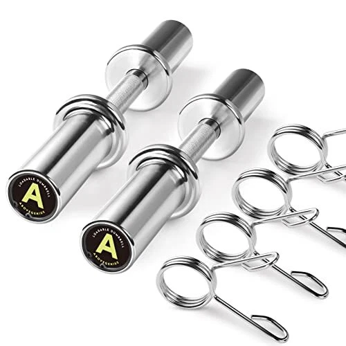 2 Olympic Dumbbell Bars 16" and 2 Spring Collars Can Hold up to 100 Lb