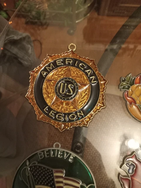 US American Legion Sun Catcher Vintage Stained Glass/Plastic