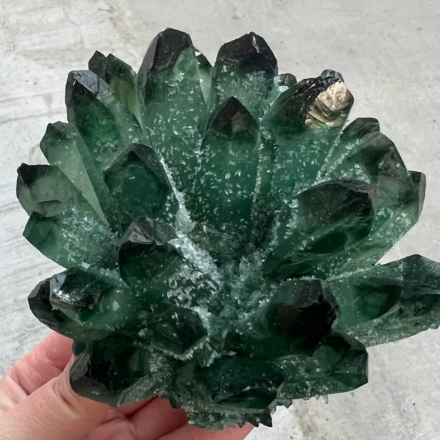 760g New Find green Phantom Quartz Crystal Cluster Mineral Specimen Healing314 3