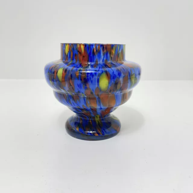 Czechoslovakia art glass vase End Of The Day Confetti Splatter Bohemian Art Deco