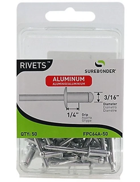 Surebonder FPC64A-50 3/16 in. Diameter Medium Aluminum Rivet, 50-Pack