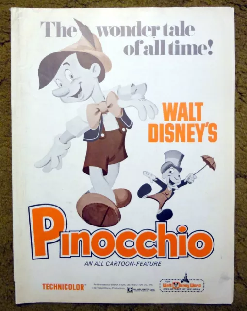 Walt Disney's "PINOCCHIO" 1971 movie pressbook  16 pages packed with fun & ideas
