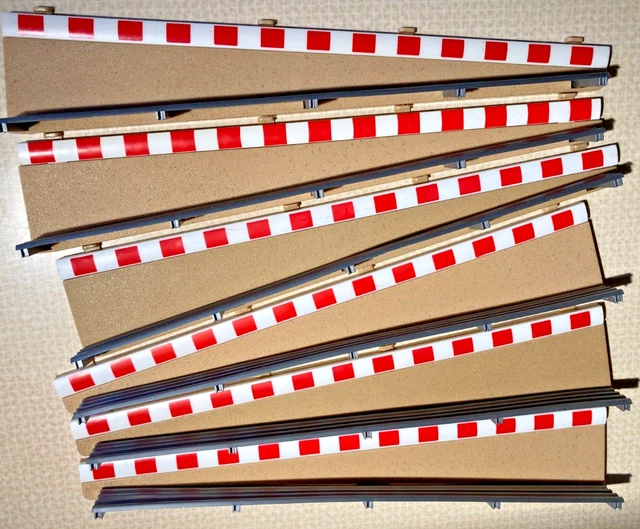 6 x Scalextric Classic Straight Sand Borders L7991/2 Barriers, red &white edging
