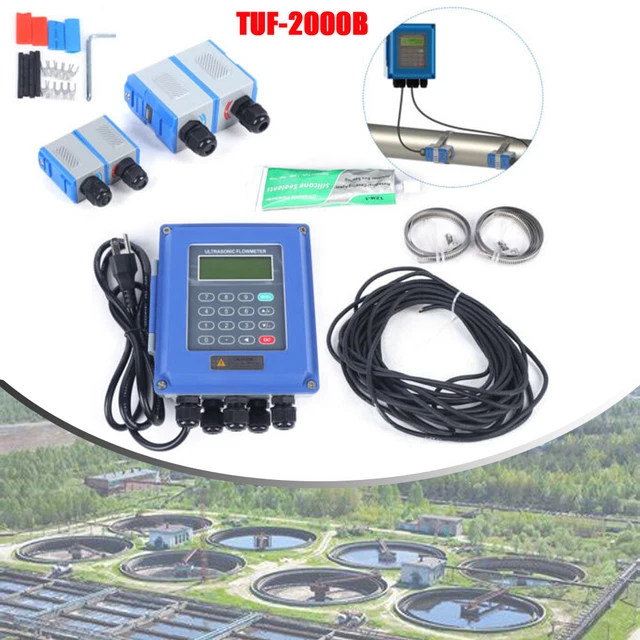 Wall Mounted Flowmeter TUF-2000B +TS-2 TM-1 Transducer Digital Ultrasonic Meter