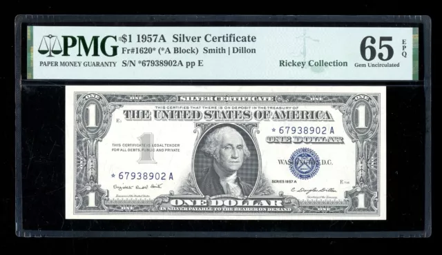 DBR 1957-A Silver STAR Gem Fr. 1620* PMG 65 EPQ Serial *67938902A