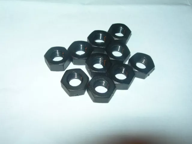 Packs of ---  M4, M5, M6, M8  BLACK NYLON (Plastic) HEX  FULL Nuts