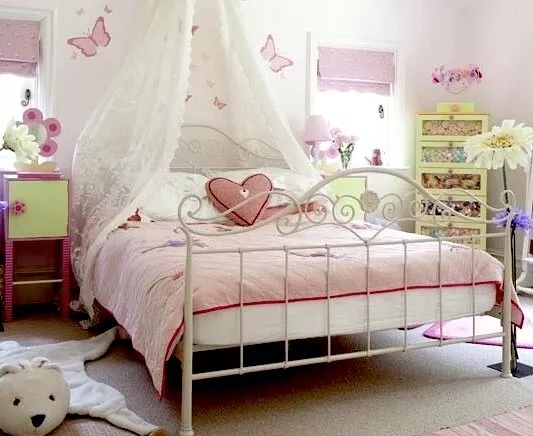 Adult Kids Wall fix Bed Canopy COMPLETE Set White or Pink LACE Crown Coronet