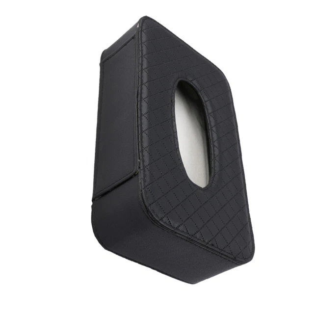 Caja Multifunción Tejido Cuero Soporte Vehículo Correa Caja Servilletas (negro)