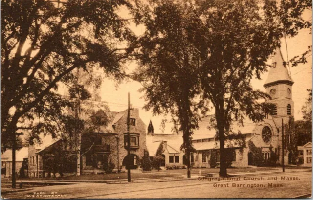 1910 Congregational Church Manse Great Barrington Massachusetts Vintage Postcard