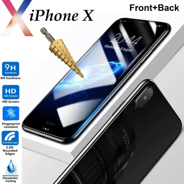 9H Tempered Glass screen protector & 4H film For Apple iPhone X front + back