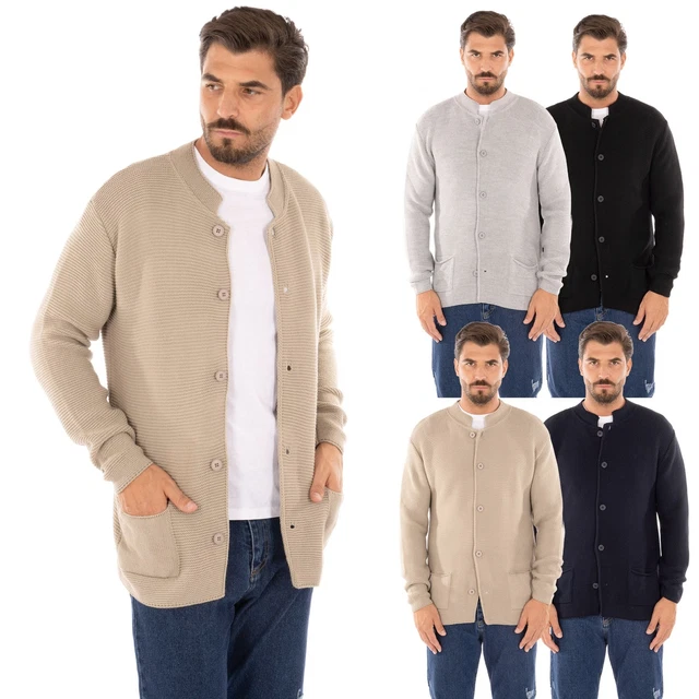Cardigan Uomo Lungo Invernale in Lana Maglione a Giacca Slim fit Made in Italy