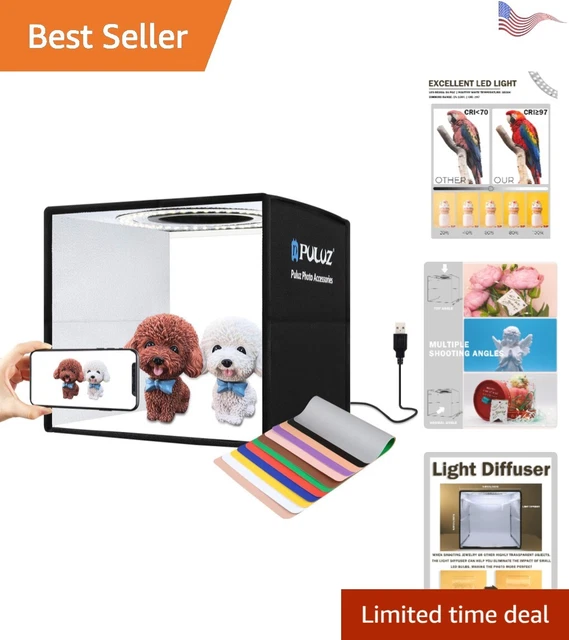 Photo Studio Light Box - 9.8"/25cm - Adjustable Brightness - 12 Colors Backdrop