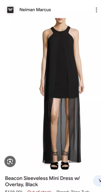 Trina Turk Black Beacon Sheath Dress With Chiffon Overlay Size 2 3