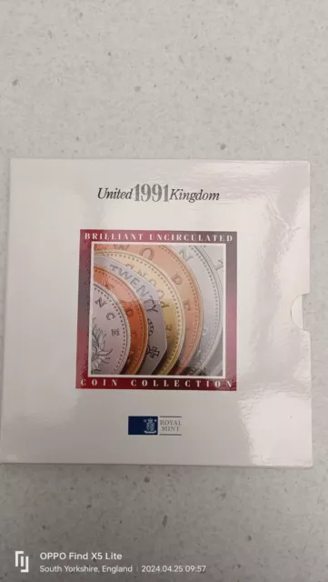 1991 Royal Mint UK Uncirculated 7-Coin Year Set inc large 10p & 50p unissued