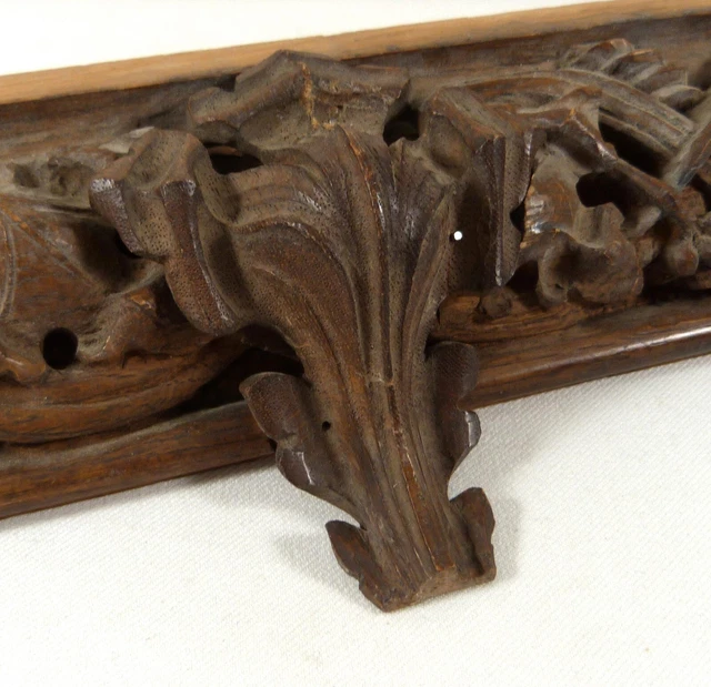 2 Antique Hand-Carved Oak Architectural Salvage Trim Pieces Grape Vine 24 x 2.5" 5